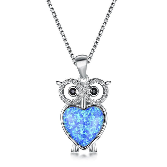 Collier Hibou en Opale Platine - Pendentif Exquis et Mignon - Allomarc.com