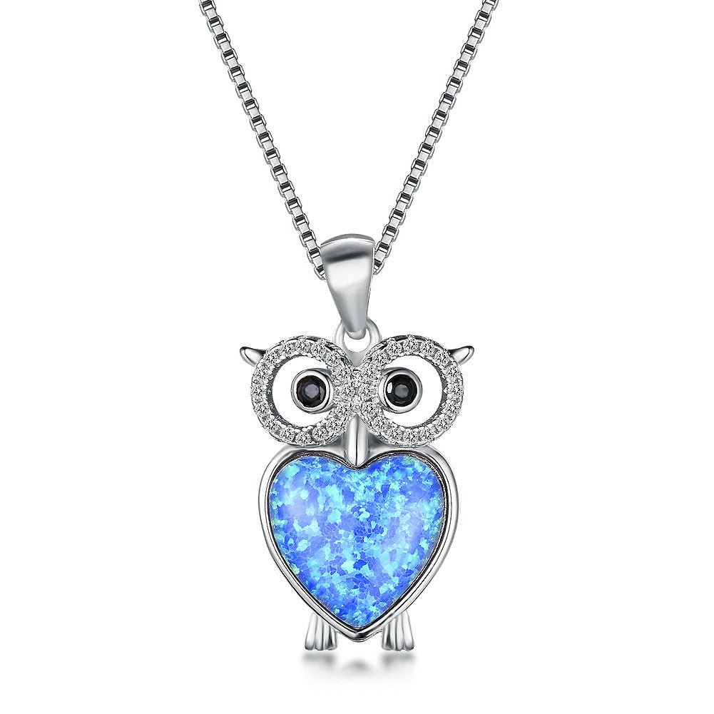 Collier Hibou en Opale Platine - Pendentif Exquis et Mignon - Allomarc.com