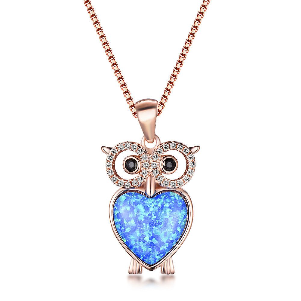 Collier Hibou en Opale Platine - Pendentif Exquis et Mignon - Allomarc.com