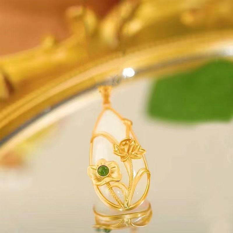 Collier Pendentif Goutte d'Eau Lotus Feuille Élégance Rétro - Allomarc.com