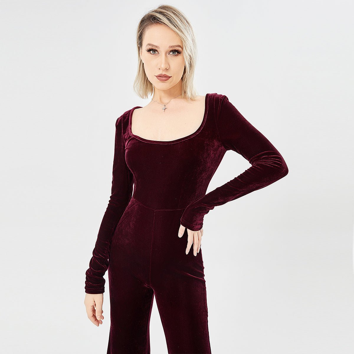 Combinaison en Velours à Manches Longues pour Femme - Allomarc.com