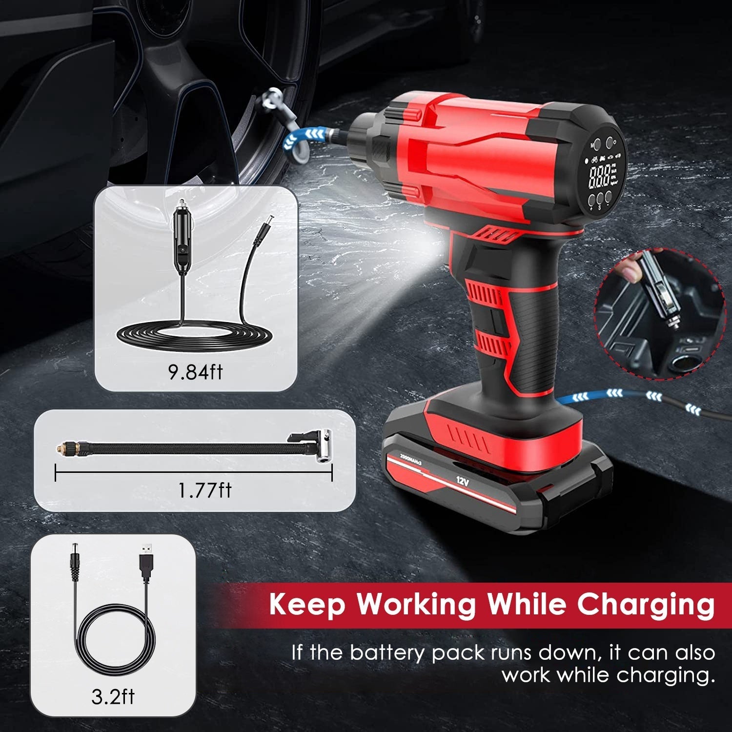 Compresseur d'Air Électrique Portable Rechargeable 150PSI - Allomarc.com