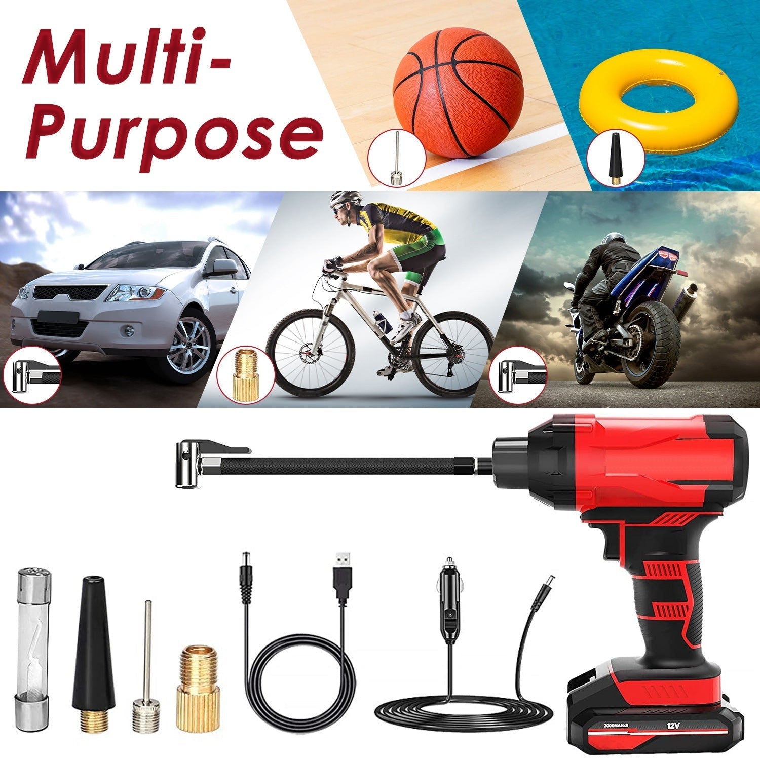 Compresseur d'Air Électrique Portable Rechargeable 150PSI - Allomarc.com