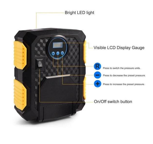 Compresseur d'Air Portable Numérique - 12 Volts - Allomarc.com