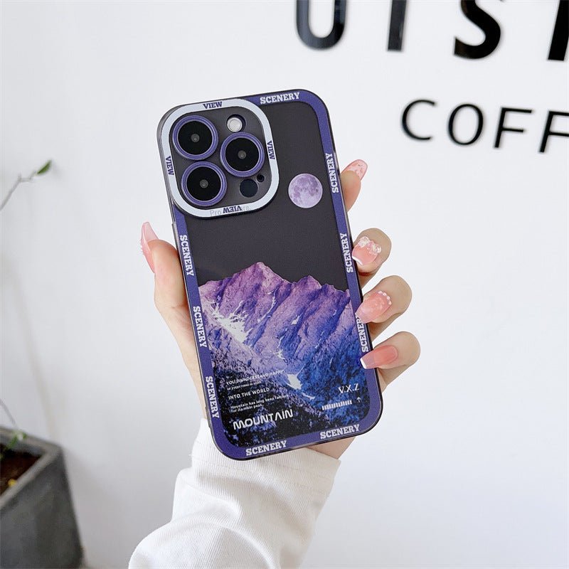 Coque de Téléphone Apple 14 Violet Foncé - Pic de Montagne - Allomarc.com