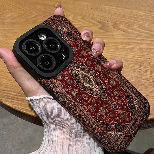 Coque de téléphone en agneau avec motif de tapis persan - Allomarc.com
