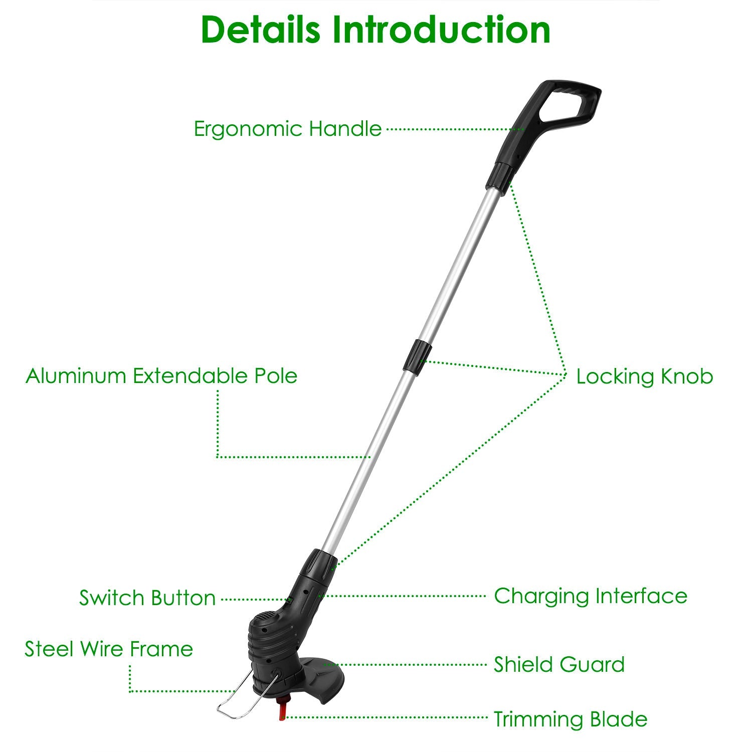 Coupe - bordures électrique sans fil rechargeable extensible avec 5 lames et 1 batterie - Allomarc.com