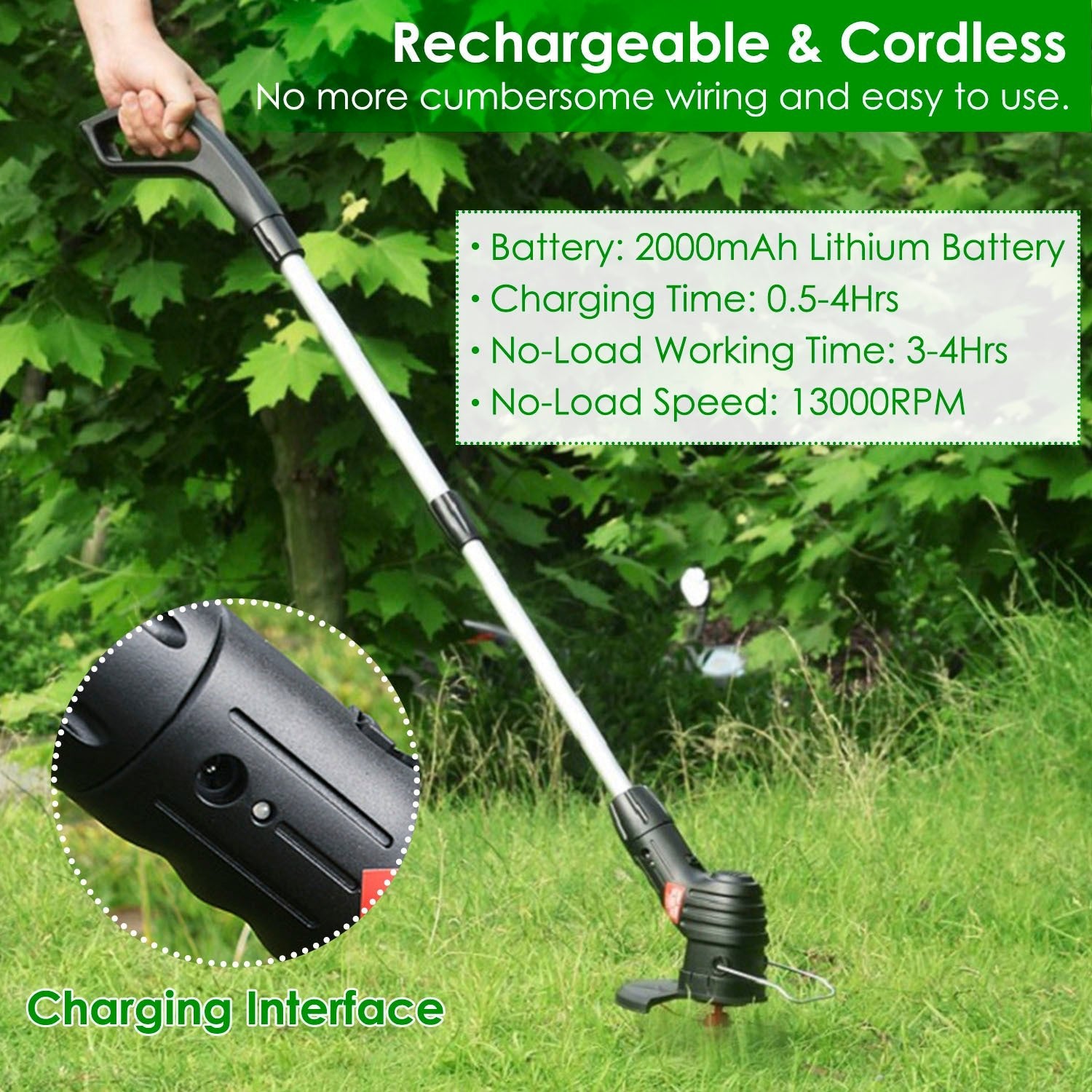 Coupe - bordures électrique sans fil rechargeable extensible avec 5 lames et 1 batterie - Allomarc.com