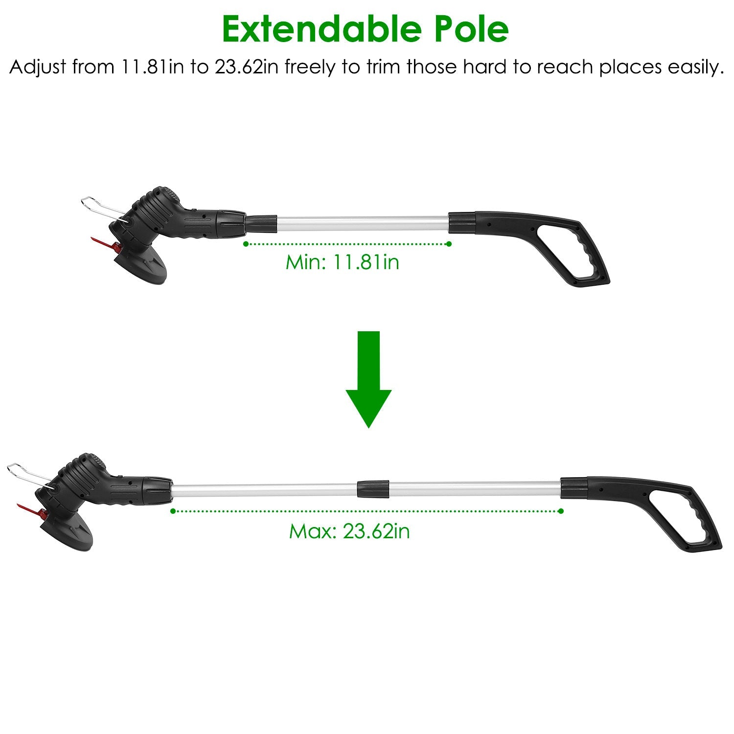 Coupe - bordures électrique sans fil rechargeable extensible avec 5 lames et 1 batterie - Allomarc.com
