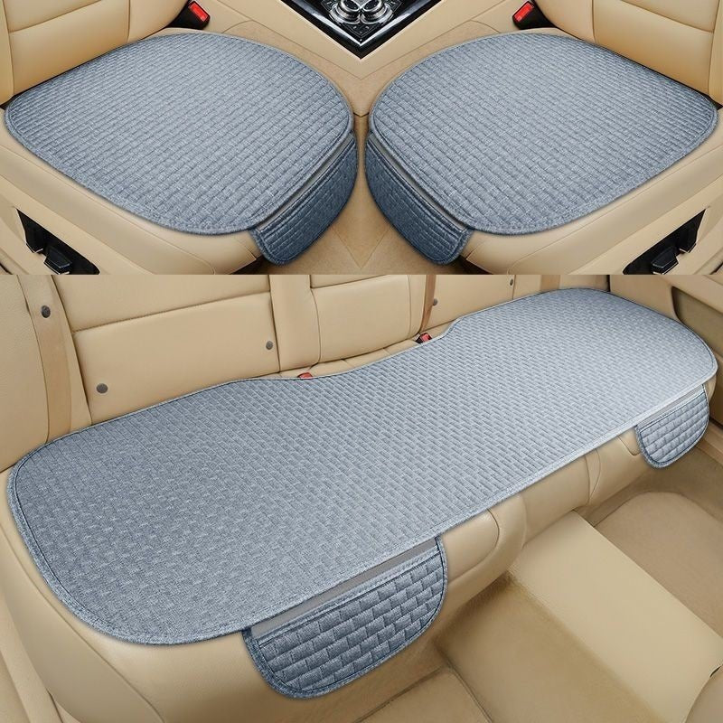 Coussin de Siège de Voiture en Lin - Ensemble Universel 3 Pièces pour Toutes les Saisons - Allomarc.com