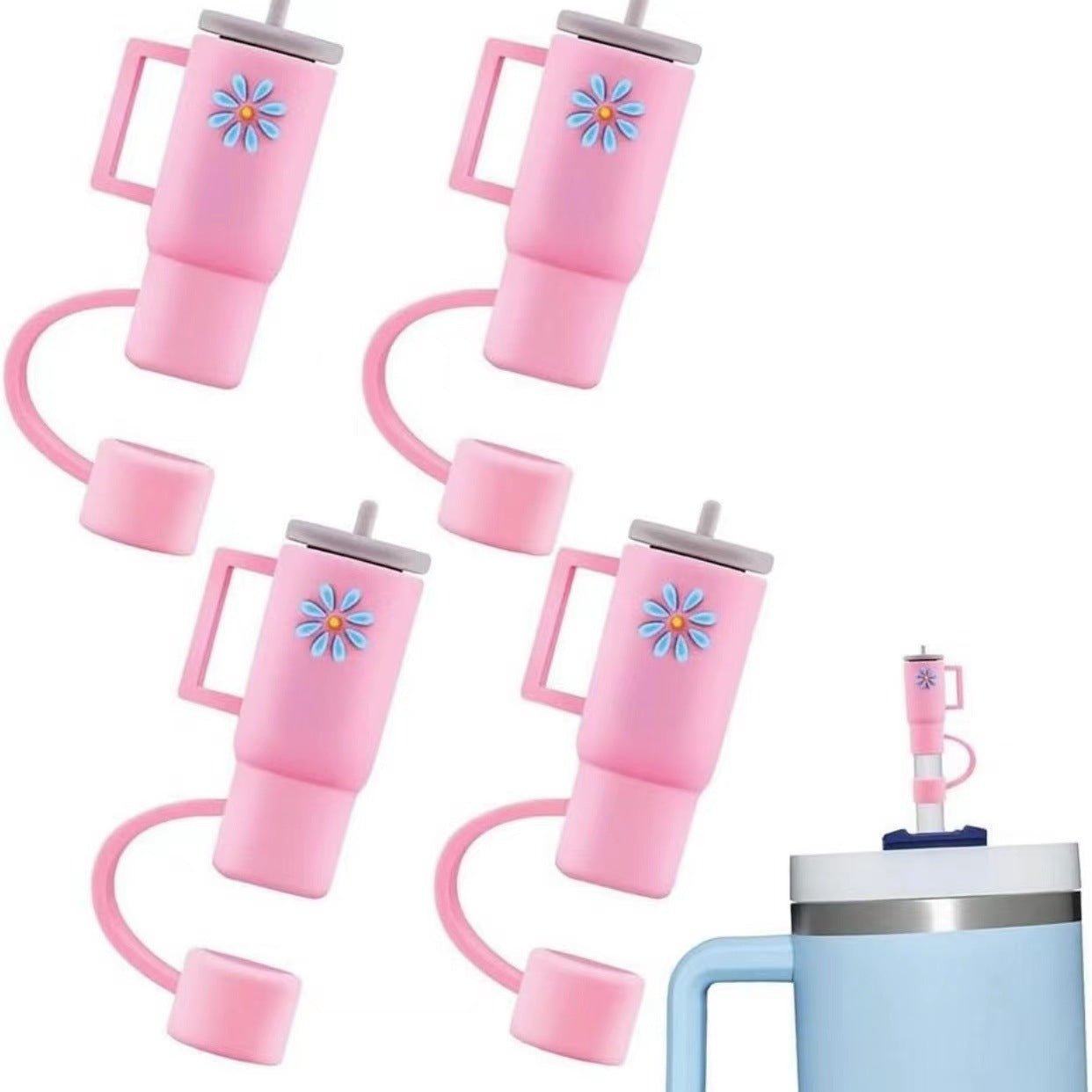 Couvercle en Silicone avec Paille pour Tasse - Accessoires Anti - Plug - Allomarc.com