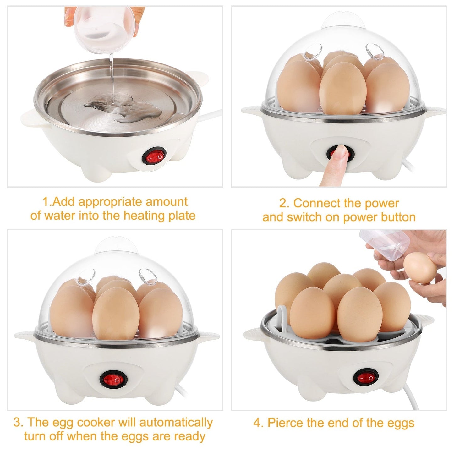 Cuisinier à Oeufs Électrique Capacité 7 - Préparez des Oeufs Durs Parfaitement - Allomarc.com