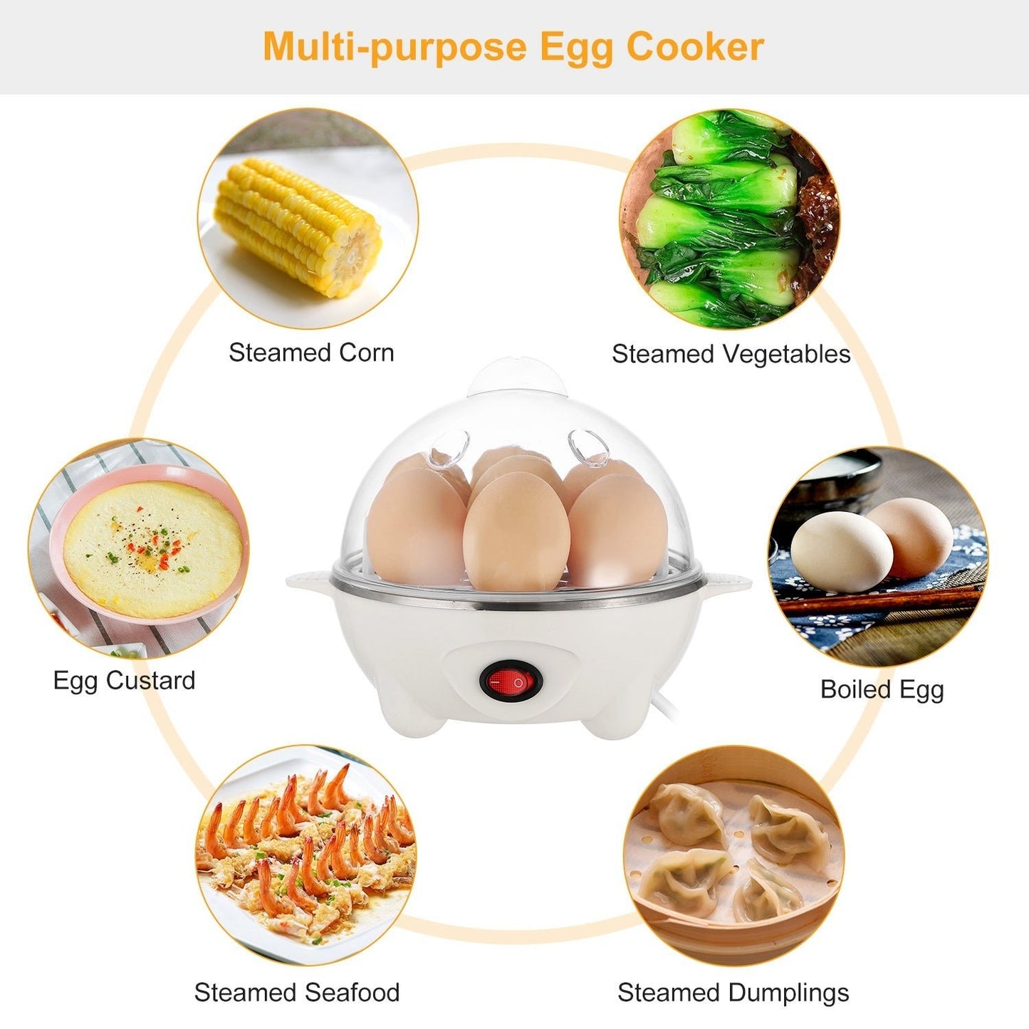 Cuisinier à Oeufs Électrique Capacité 7 - Préparez des Oeufs Durs Parfaitement - Allomarc.com
