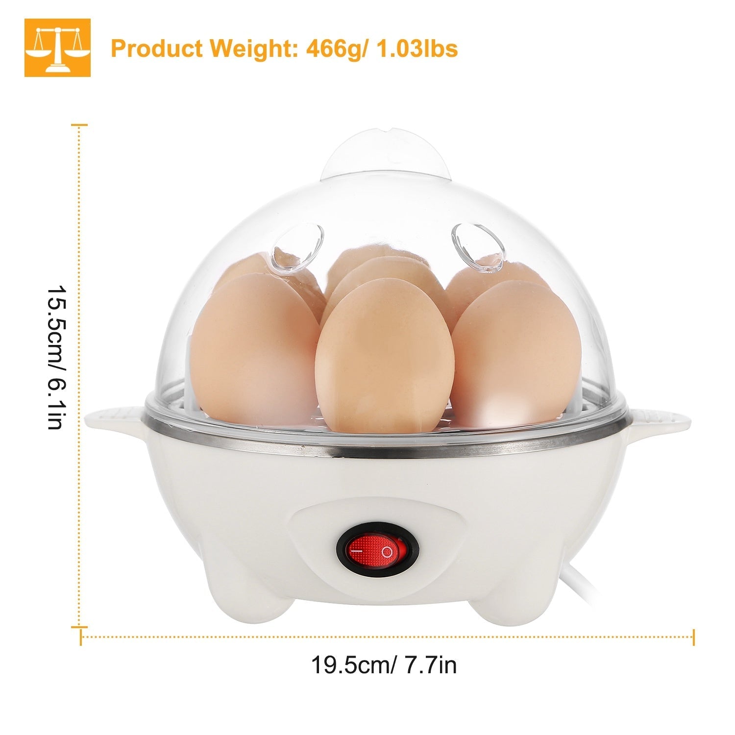 Cuisinier à Oeufs Électrique Capacité 7 - Préparez des Oeufs Durs Parfaitement - Allomarc.com