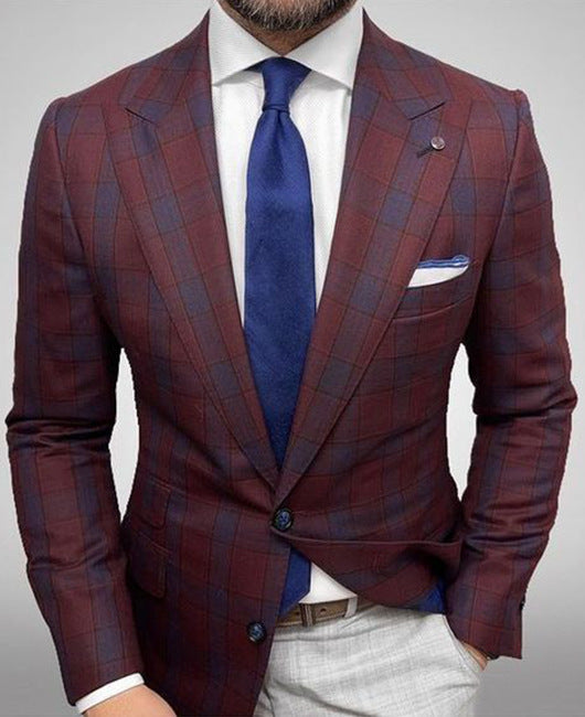 Veste de Costume Légère pour Homme à Motif À Carreaux