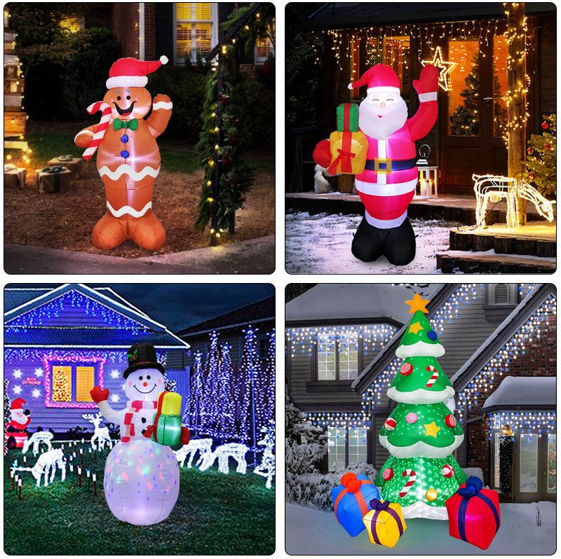 Guirlandes LED de Noël: Décorations Gonflables Santa, Bonhomme de Neige et Sapin pour le Jardin