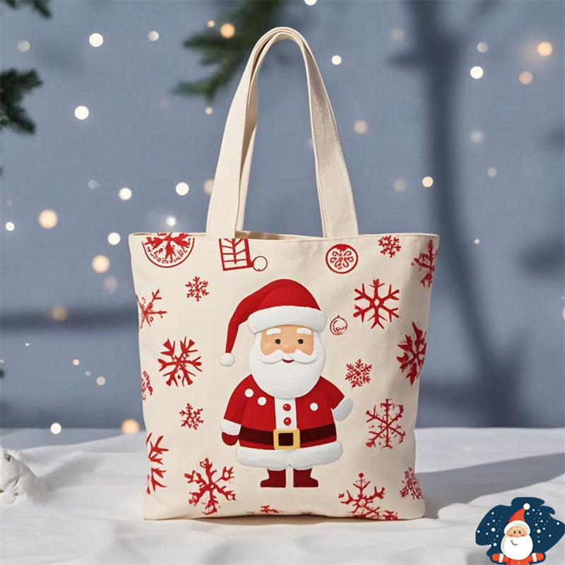 Sac en toile portable de Noël avec motif du Père Noël