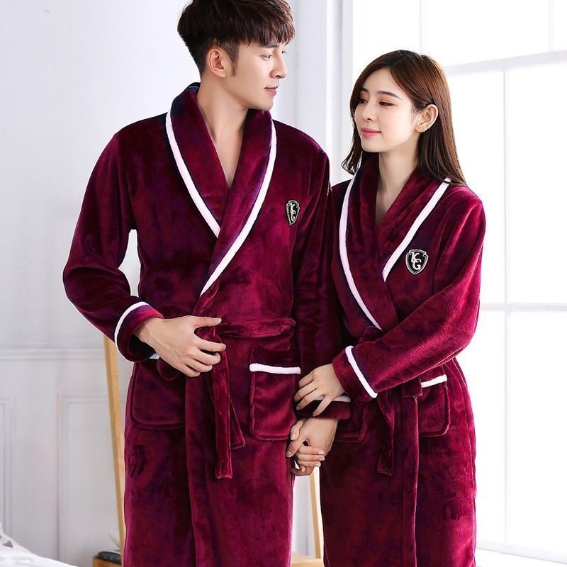 Peignoir Long en Flanelle Épais pour Hommes