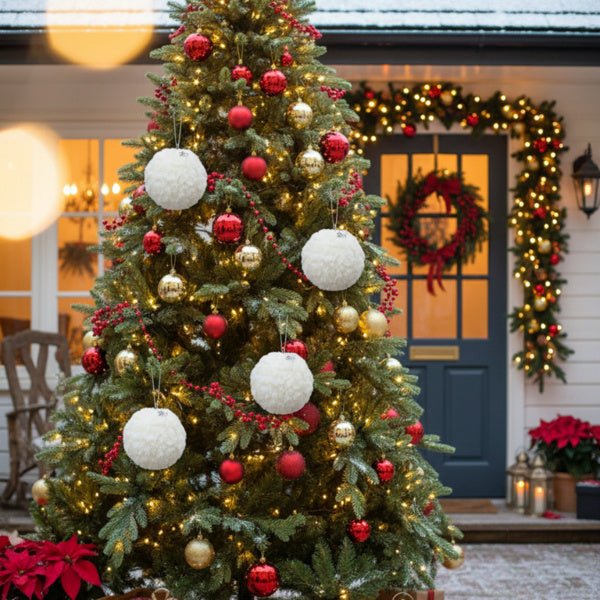 Ensemble de 6 Boules de Noël Crème Ruffle pour Décorations Suspendues
