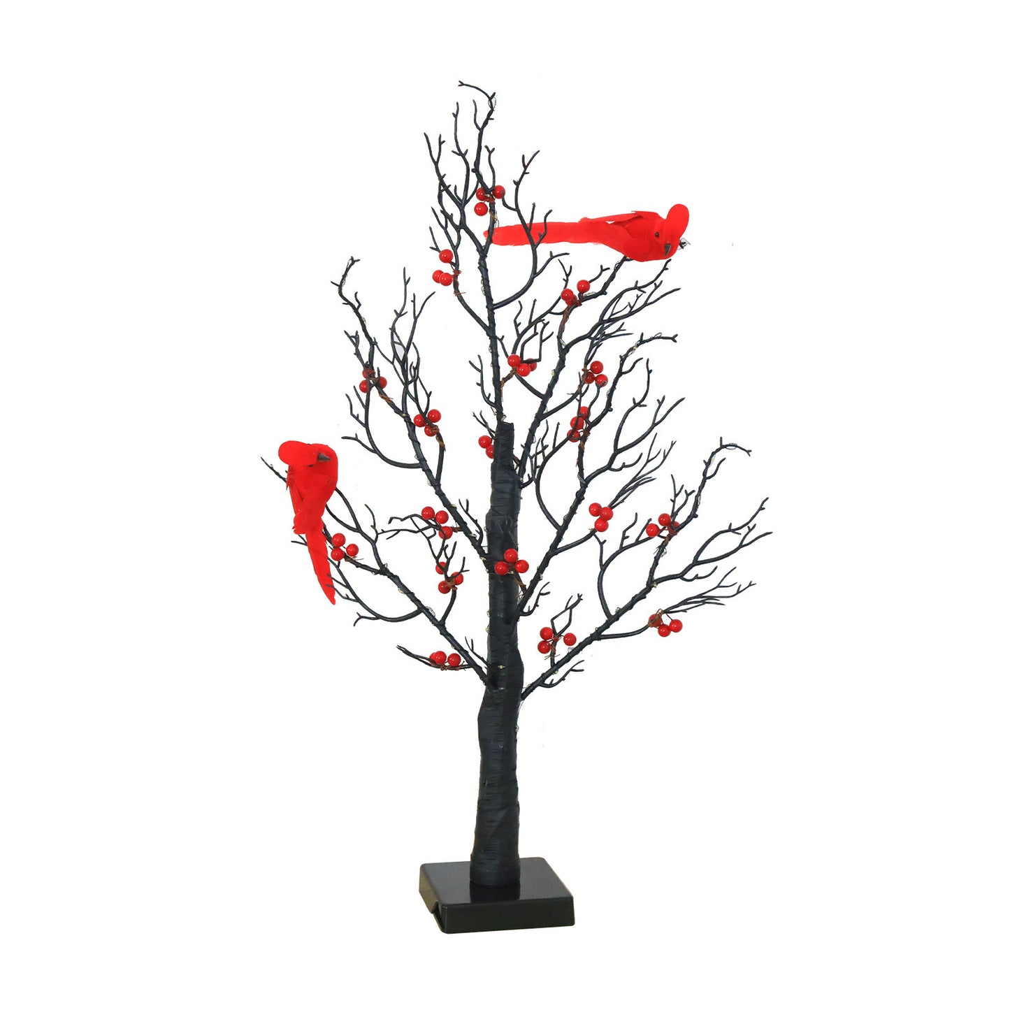 Lampe Décorative Arbre Enroulé Oiseau Rouge Lumineux pour Ambiance de Fête