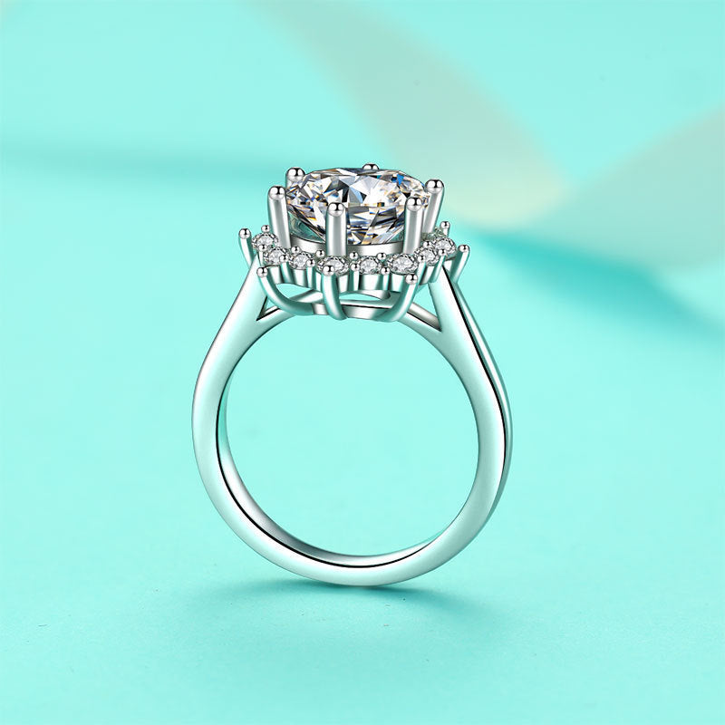 Bague de Mariage en Argent Sterling S925 avec Fleurs et Rhinestones de Luxe