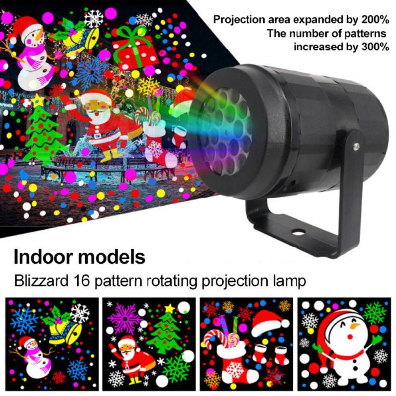 Projecteur LED Décoratif de Fête de Noël avec Motifs de Flocons de Neige