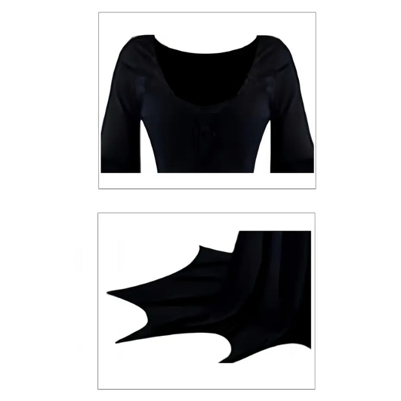 Robe Gothique Noire Femme avec Manches Chauve-Souris pour Halloween