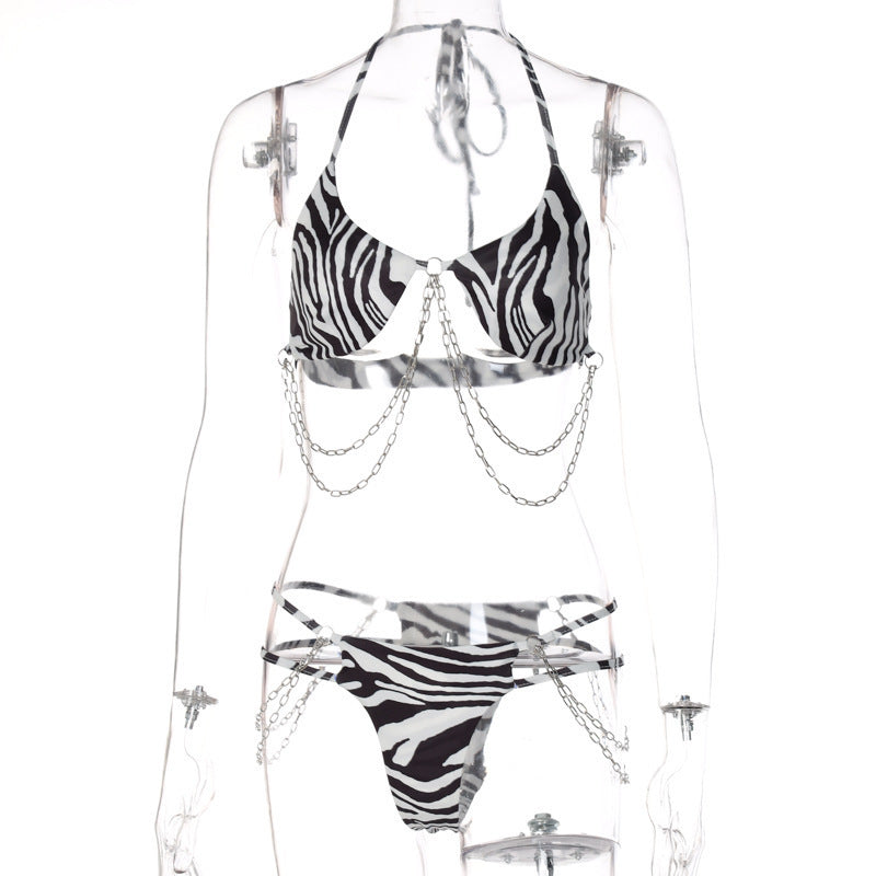 Ensemble de Maillot de Bain Imprimé avec Chaîne Tether