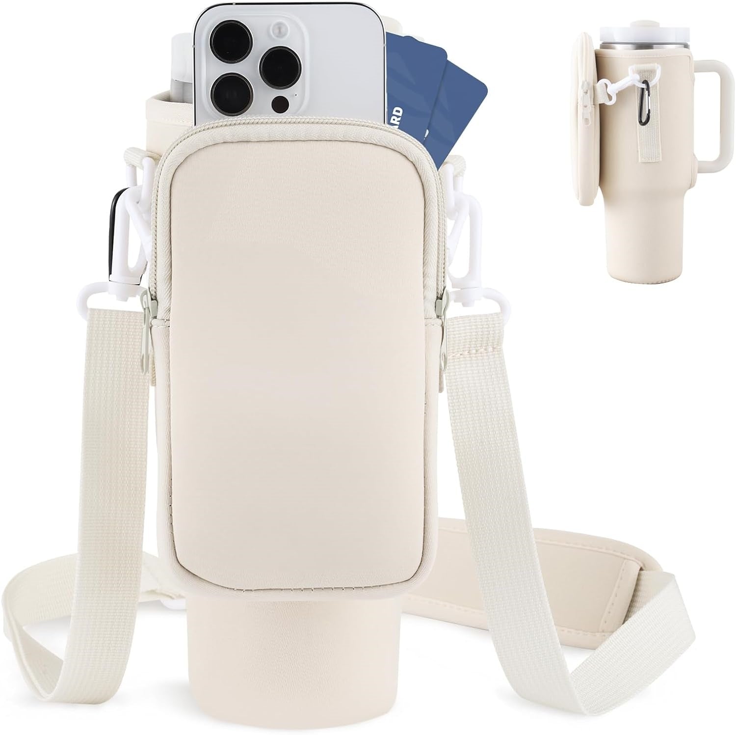 Sac de Transport pour Bouteille d'Eau Slok, Compatible avec Tumbler 40oz, Support Moderne avec Sangle Ajustable pour Randonnée et Sports - Bleu Violet