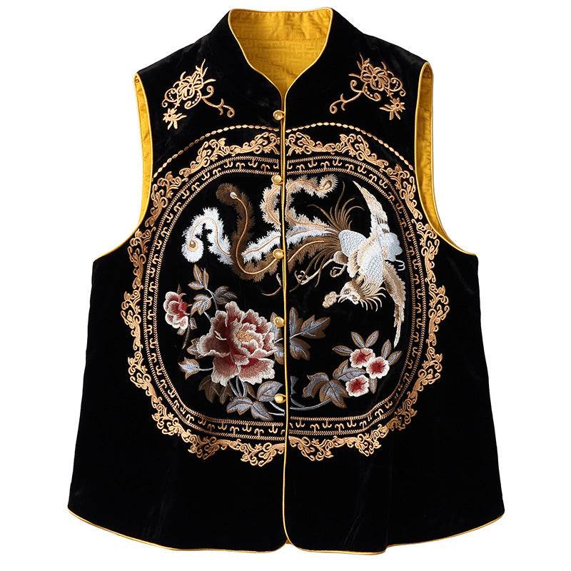Top Tangzhuang Femme en Velours de Soie Brodé - Allomarc.com