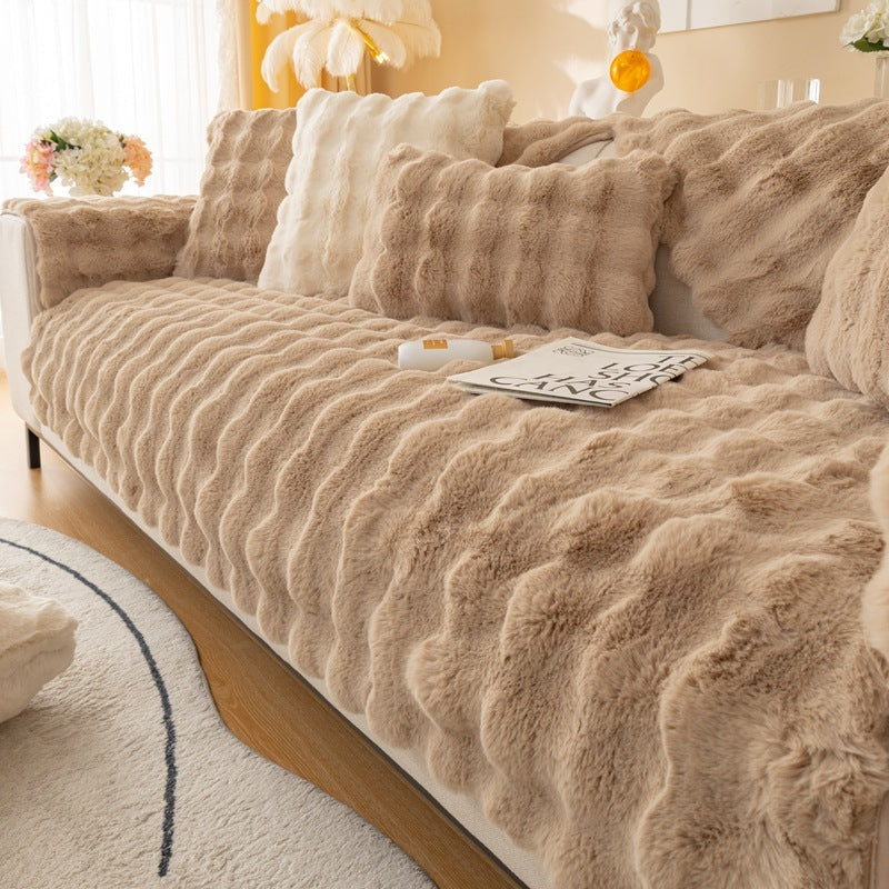 Coussin de canapé moderne en peluche épaisse d'hiver en lapin