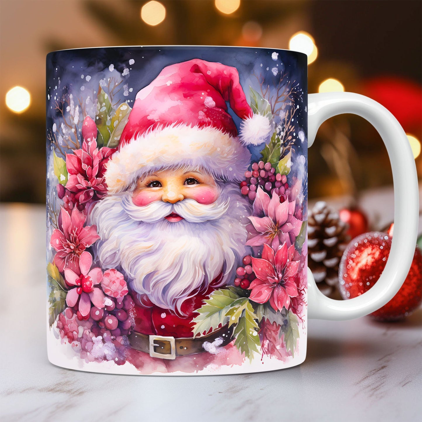 Mug en Céramique 3D de Noël – Design Unique de Bonhomme de Neige et Santa