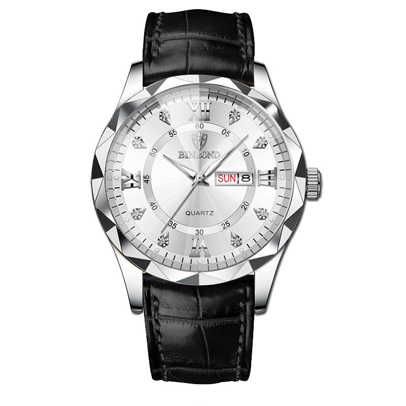 Montre Quartz Homme en Cuir Véritable Étanche - Style Affaires et Loisirs
