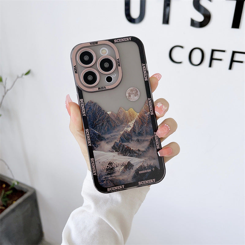 Coque de Téléphone Apple 14 Violet Foncé - Pic de Montagne