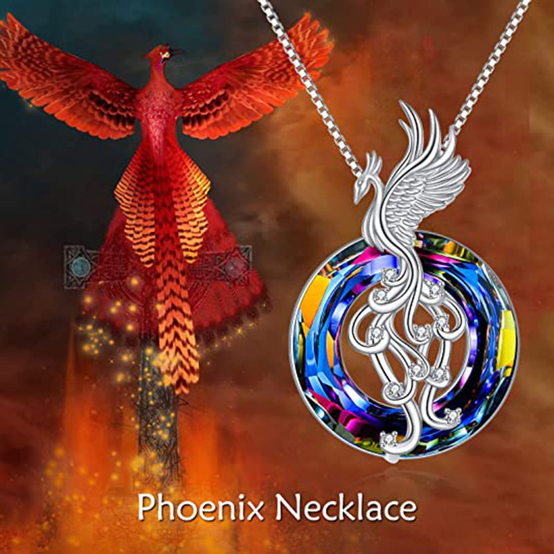 Collier en Cristal Phoenix et Boucles d'Oreilles Colorées pour Femmes