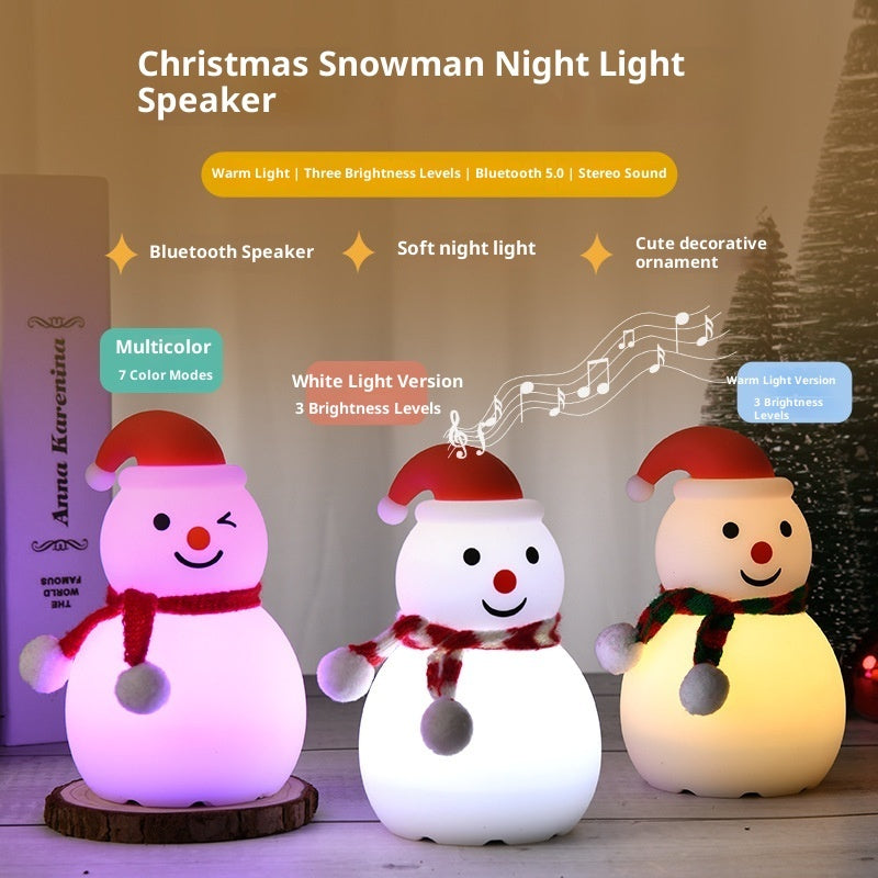Lampe de Nuit Noël Bonhomme de Neige en Silicone avec Audio Bluetooth