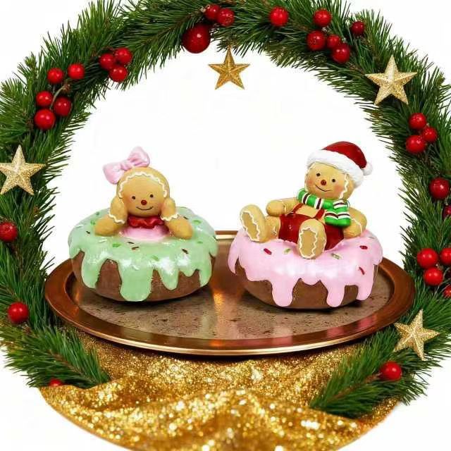 Décorations de Noël en Résine Dessinées à la Main - Bonhomme en Pain d'Épices