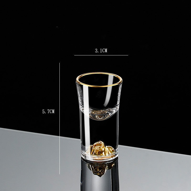 Gobelet à Shot en Verre Cristal avec Diviseur en Feuille d'Or