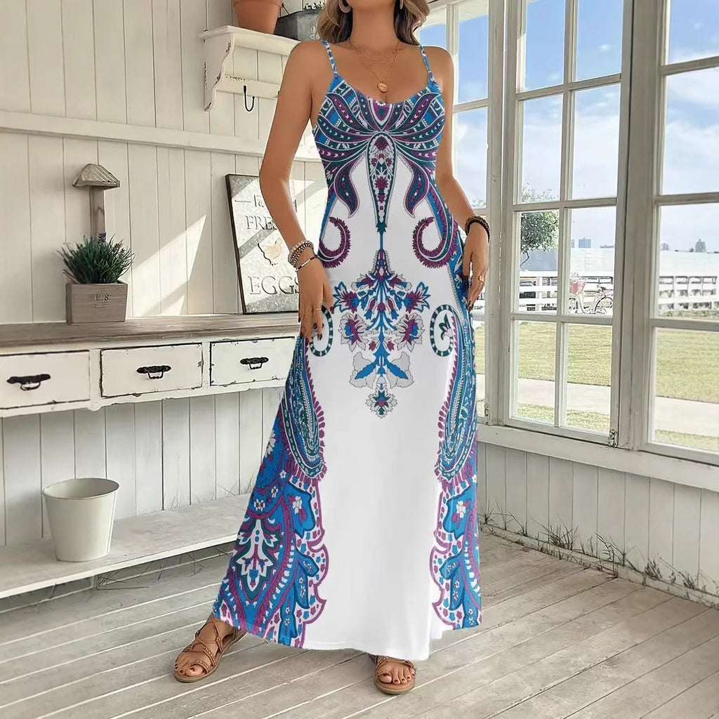 Jumpsuit Imprimé sans Manches à Col V