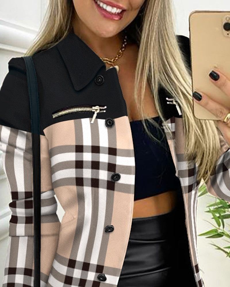 Veste Small à Col Zippé à Imprimé Coloré à Manches Longues
