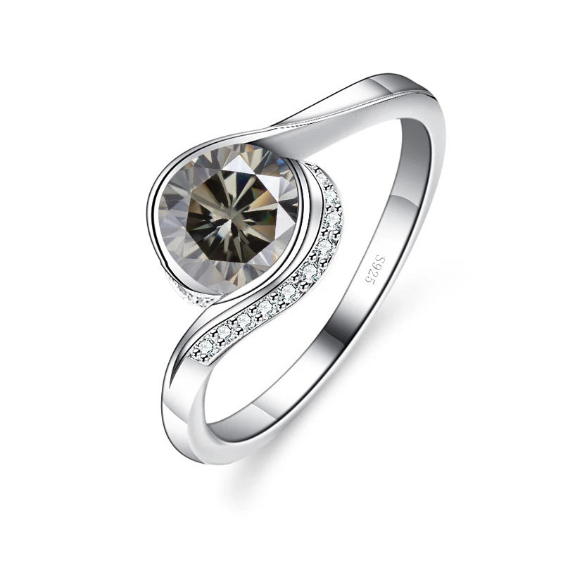 Bague en Moissanite S925 en Argent Sterling pour Femmes