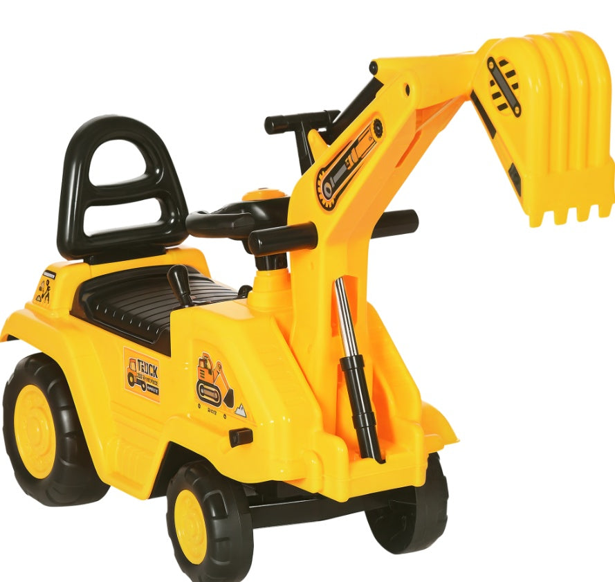 Excavateur Digger Trotteur 3-en-1 et Chariot de Traction pour Enfants