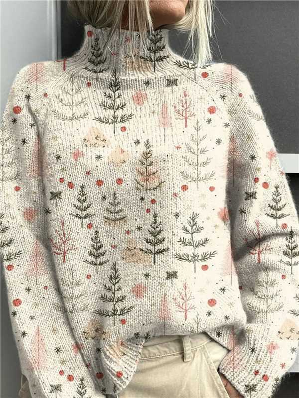 Pull En Col Roulé Imprimé Pour Femmes - Noël