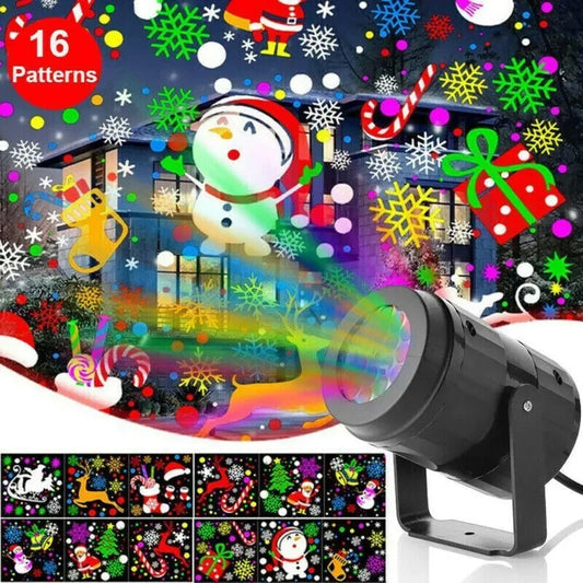 Projecteur LED Décoratif de Fête de Noël avec Motifs de Flocons de Neige