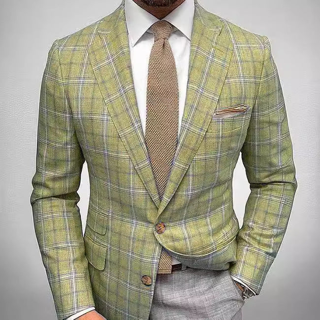 Veste de Costume Légère pour Homme à Motif À Carreaux