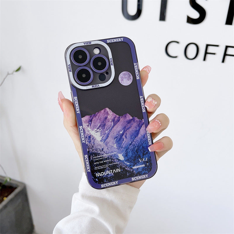 Coque de Téléphone Apple 14 Violet Foncé - Pic de Montagne