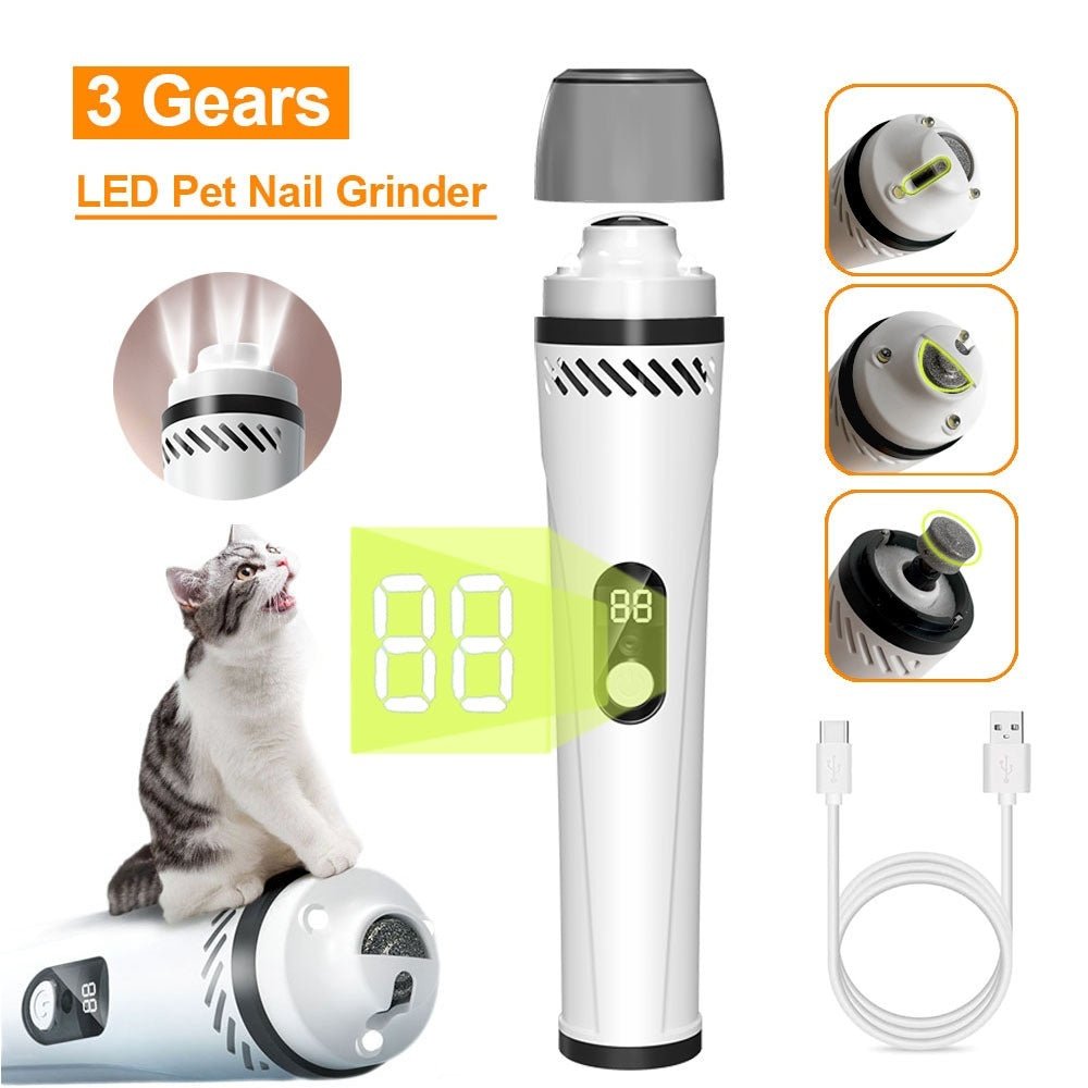 Dispositif Automatique de Perçage des Ongles pour Animaux de Compagnie - Électrique 3 Vitesses avec LED - Allomarc.com