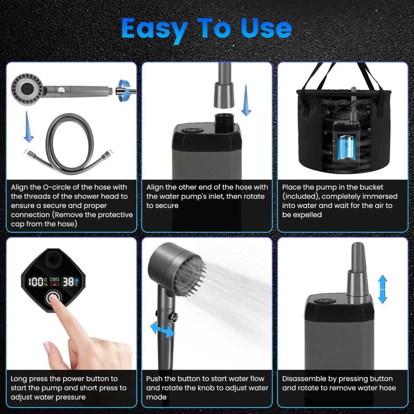 Douche Portable 1Pc pour Camping avec Tête Filtrée et Seau Pliable - Allomarc.com