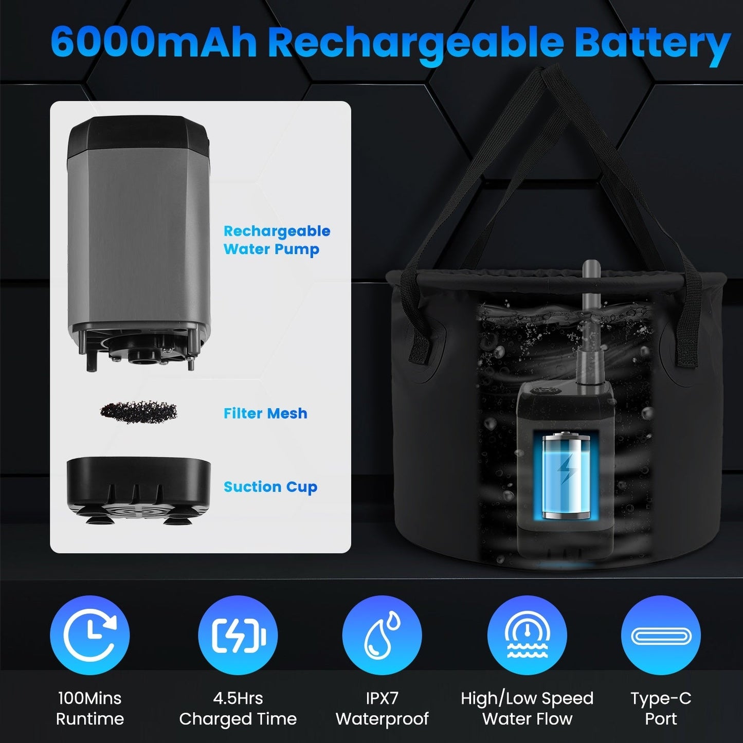 Douche Portable 1Pc pour Camping avec Tête Filtrée et Seau Pliable - Allomarc.com