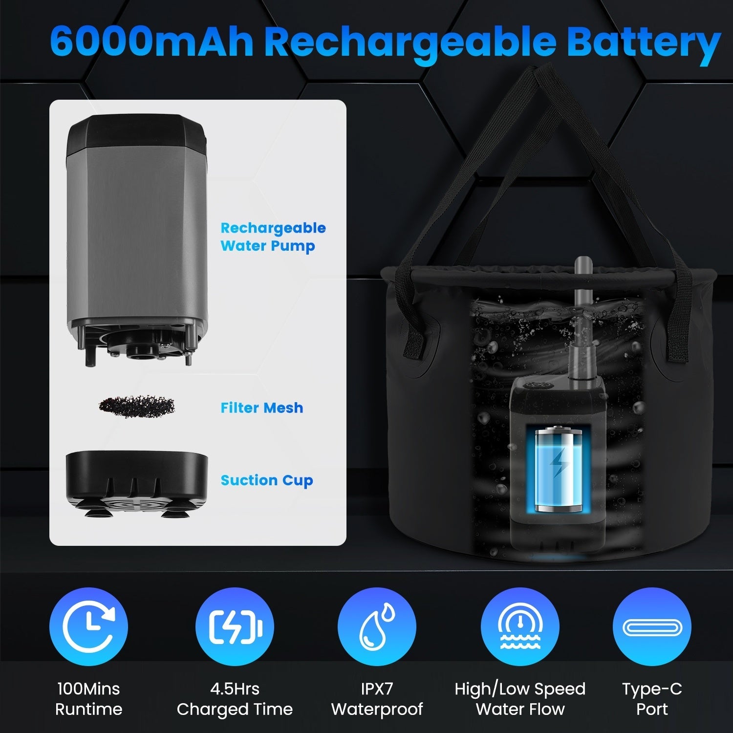 Douche Portable 1Pc pour Camping avec Tête Filtrée et Seau Pliable - Allomarc.com